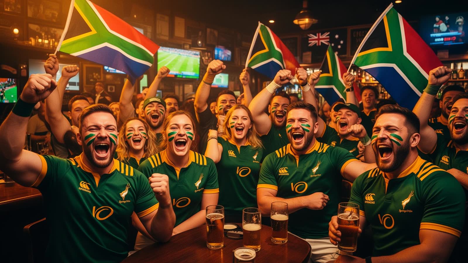 Springbok supporters cheering in Australia